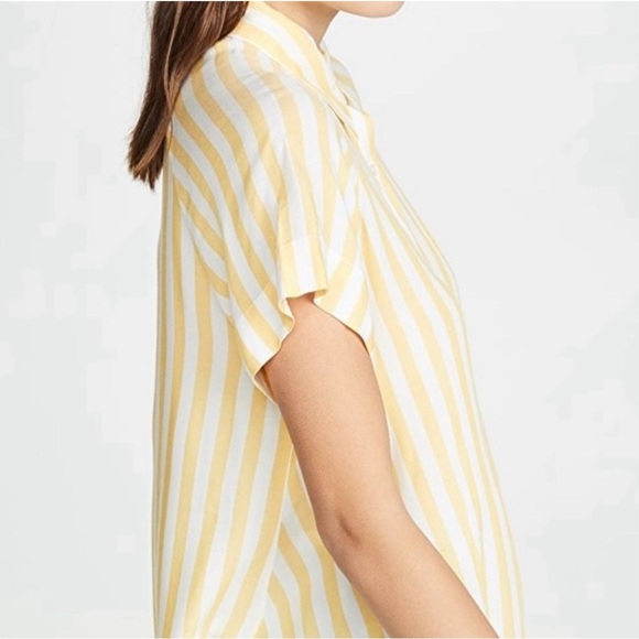 7 For All Mankind Yellow White Striped Tie Front Shirt Button Down Size S - Picture 6 of 12